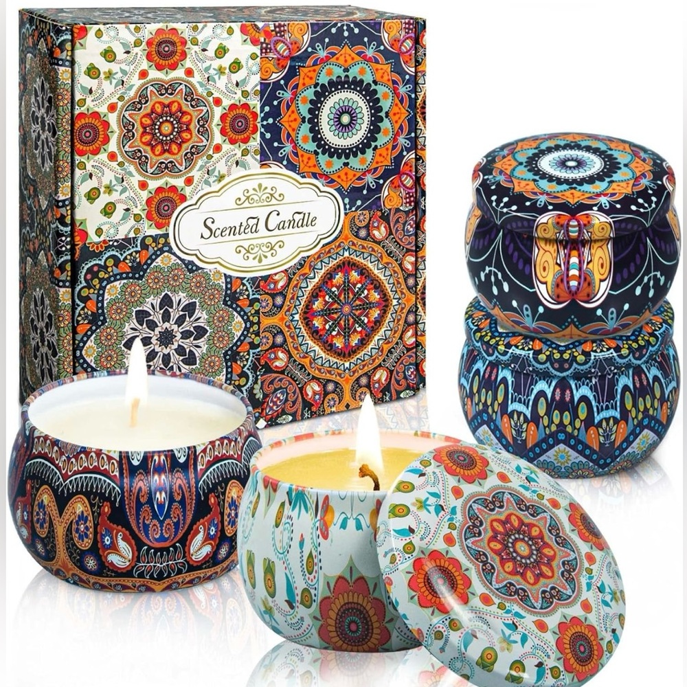 4-Pack Scented Aromatherapy Candles: Soy Wax, Stress Relief,Relaxation,Bath,Yoga
